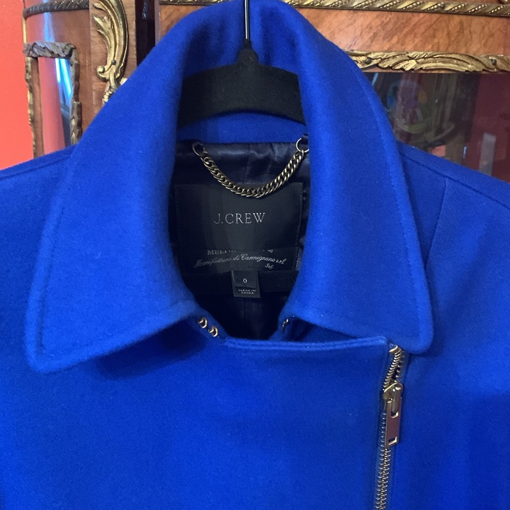 J. Crew Melton Wool Blue Belted Coat - Picture 6 of 6